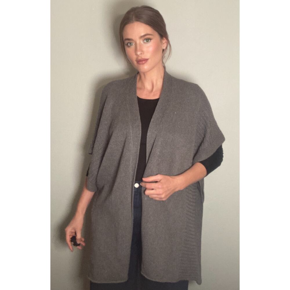 Women's Organic Cotton Grey Knit Poncho Sweater ~ Effortless Elegance